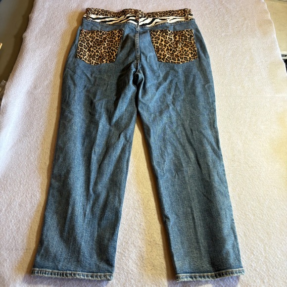 ALICE OLIVIA Jeans Womens Pretty Wild Amazing High Rise Girlfriend Leopard Zebra - Picture 10 of 12